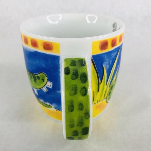 Silea Crocodile Alligator Mug Ceramic With Lid Cover Yellow Bird Humorous Unique - Picture 5 of 9